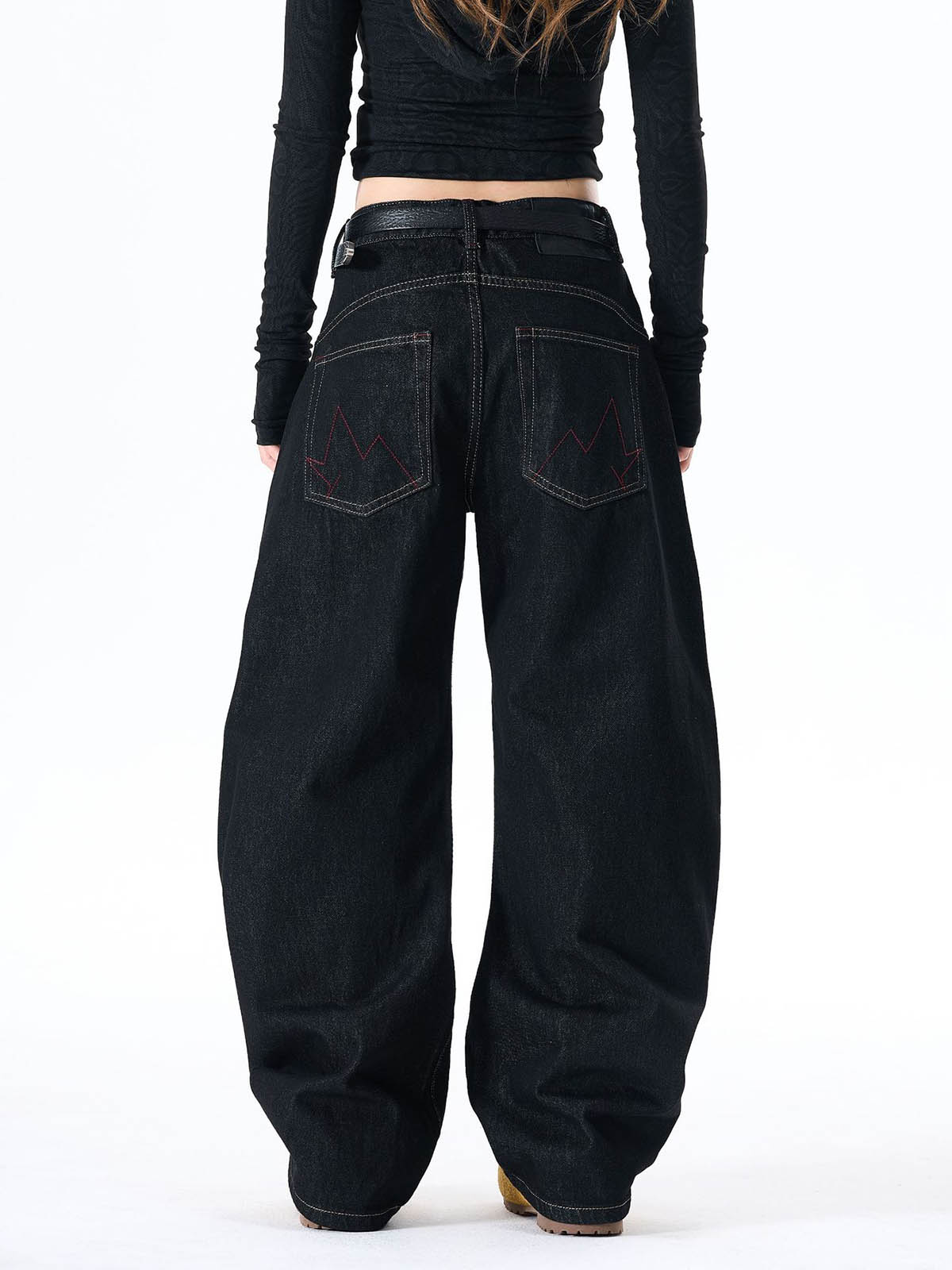 Dark Gothic Graphic Wide-Leg Jeans 