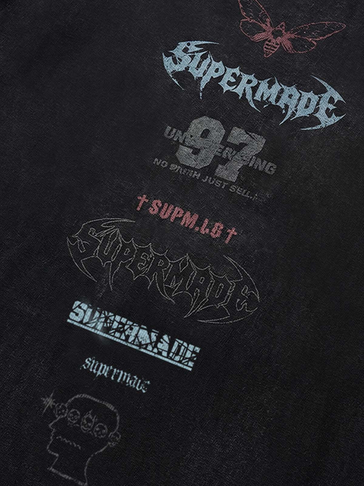 thesupermade-Unisex Loose Distressed Digital Wash Retro Street Print Short-Sleeve T-Shirt 