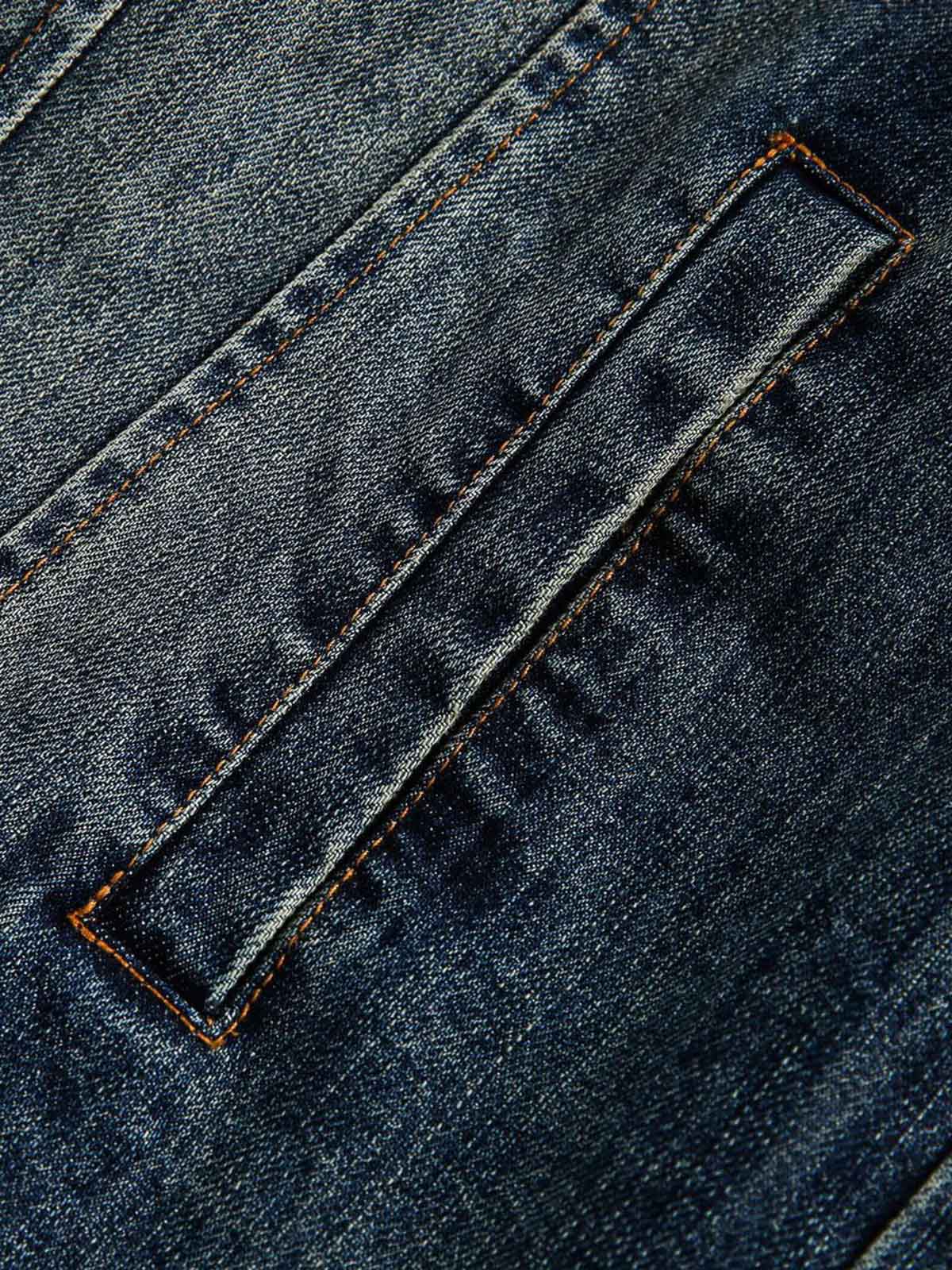 Retro Washed Workwear Denim Hooded Jacket 