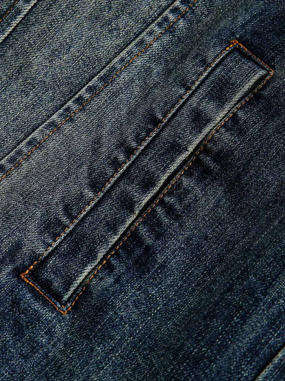 Retro Washed Workwear Denim Hooded Jacket 