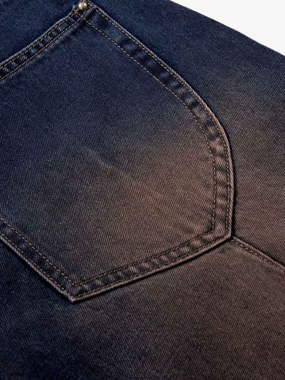 Gradient Wash Wide-Leg Jeans with Rhinestone Accents 