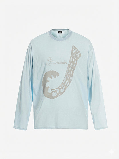 Abstract Leopard Tail Graphic Long Sleeve T-Shirt