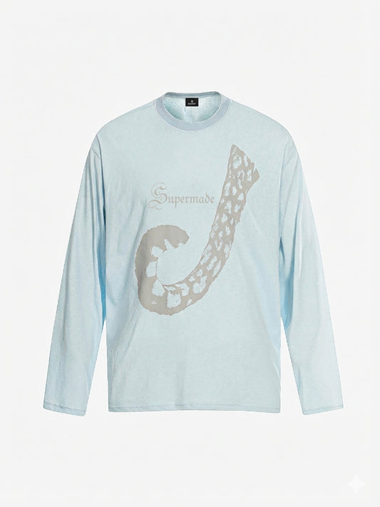 Abstract Leopard Tail Graphic Long Sleeve T-Shirt
