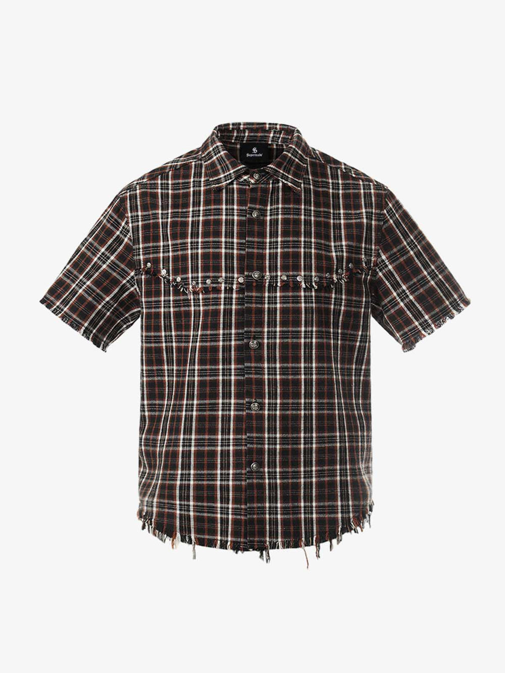 Frayed Plaid Short-Sleeve Shirt 