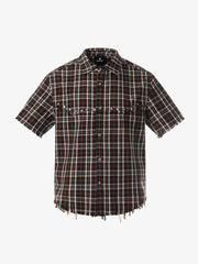 Frayed Plaid Short-Sleeve Shirt 