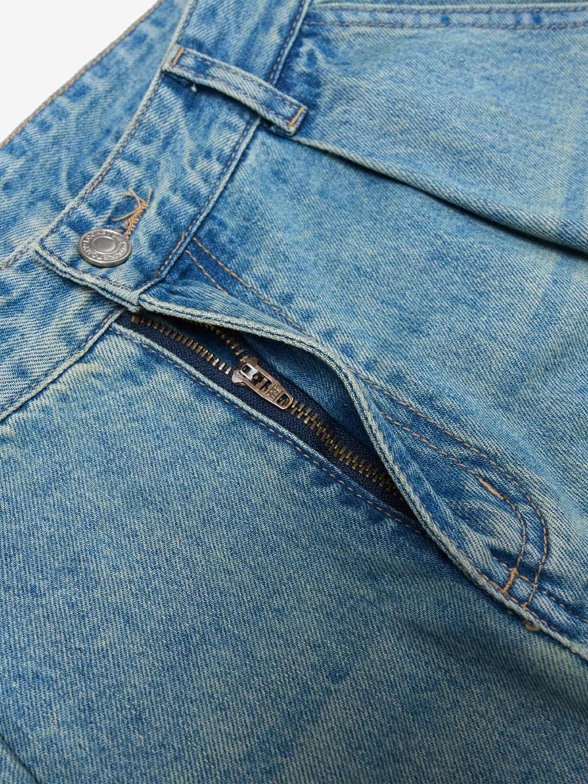 Wide-Leg Cargo Pants with Acid Wash Finish for Modern Streetwear 