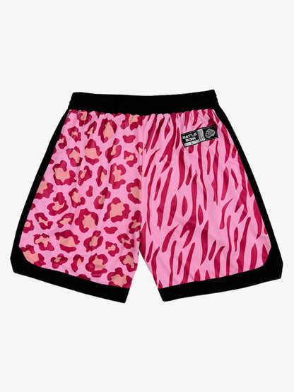 Moisture-Wicking Split Leopard Mixed Sport Shorts 