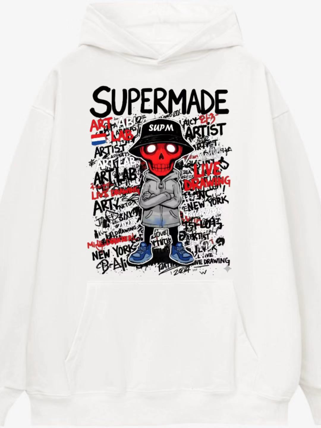 Supermade Graphic Hoodie with Skull Design 