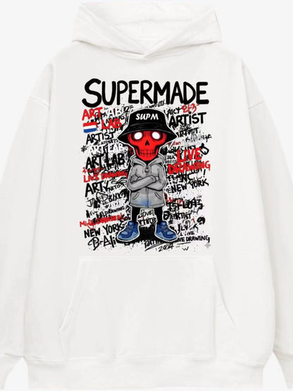 Supermade Graphic Hoodie with Skull Design 