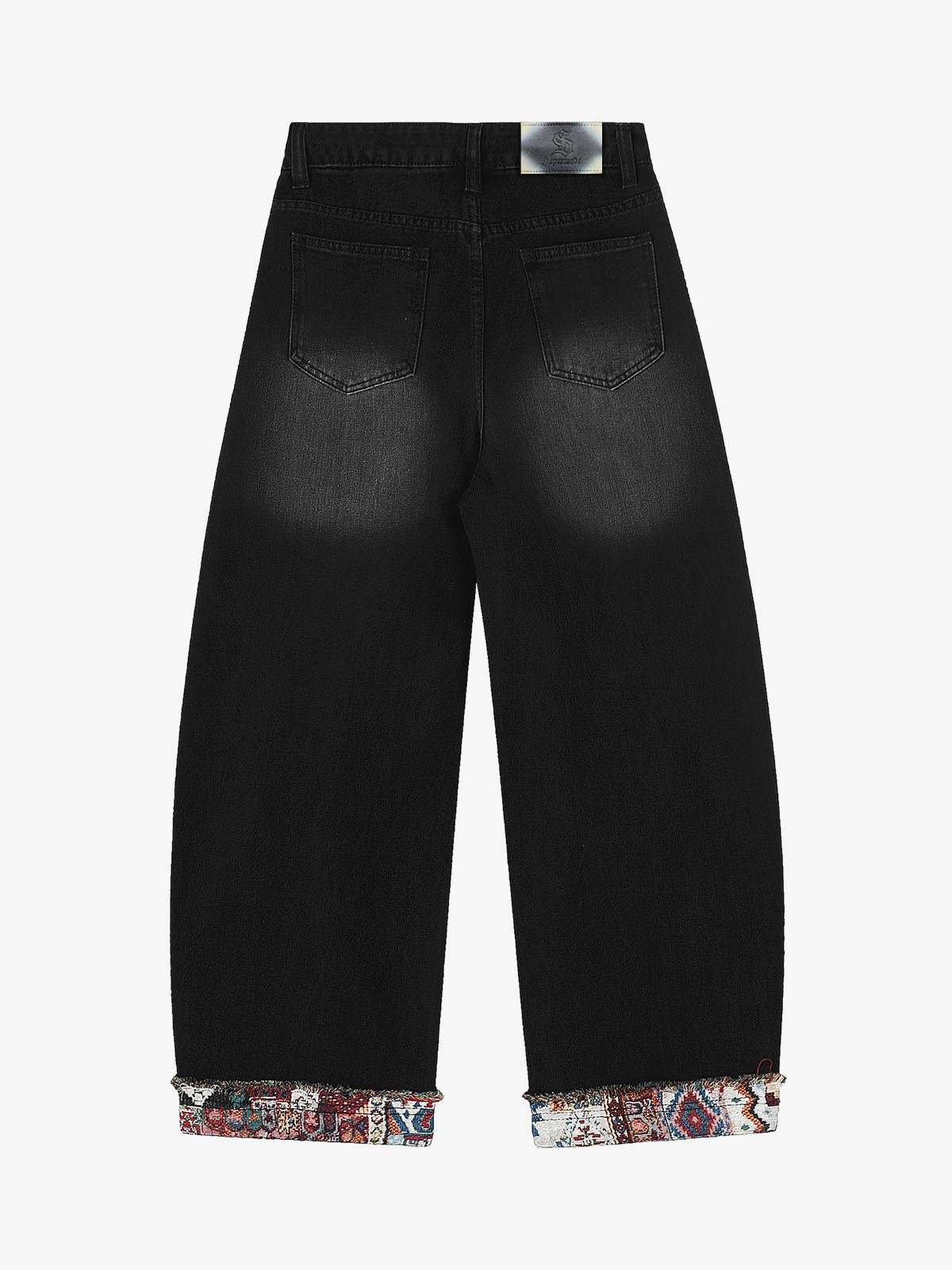 Boho Tapestry Patch Denim Jeans