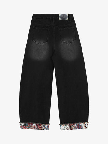 Boho Tapestry Patch Denim Jeans