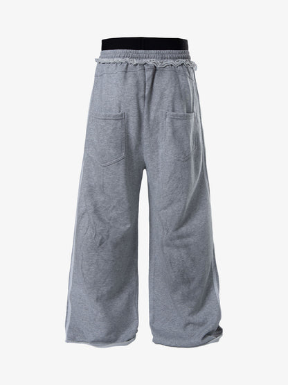 Rebel Studded Wide-Leg Layered Sweatpants 