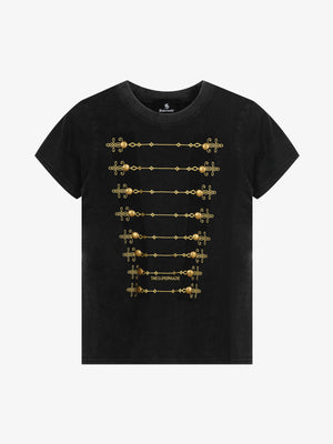 Black Velvet Jacket with Gold Embroidered Chain Motif – Metal Stud Detail Outerwear