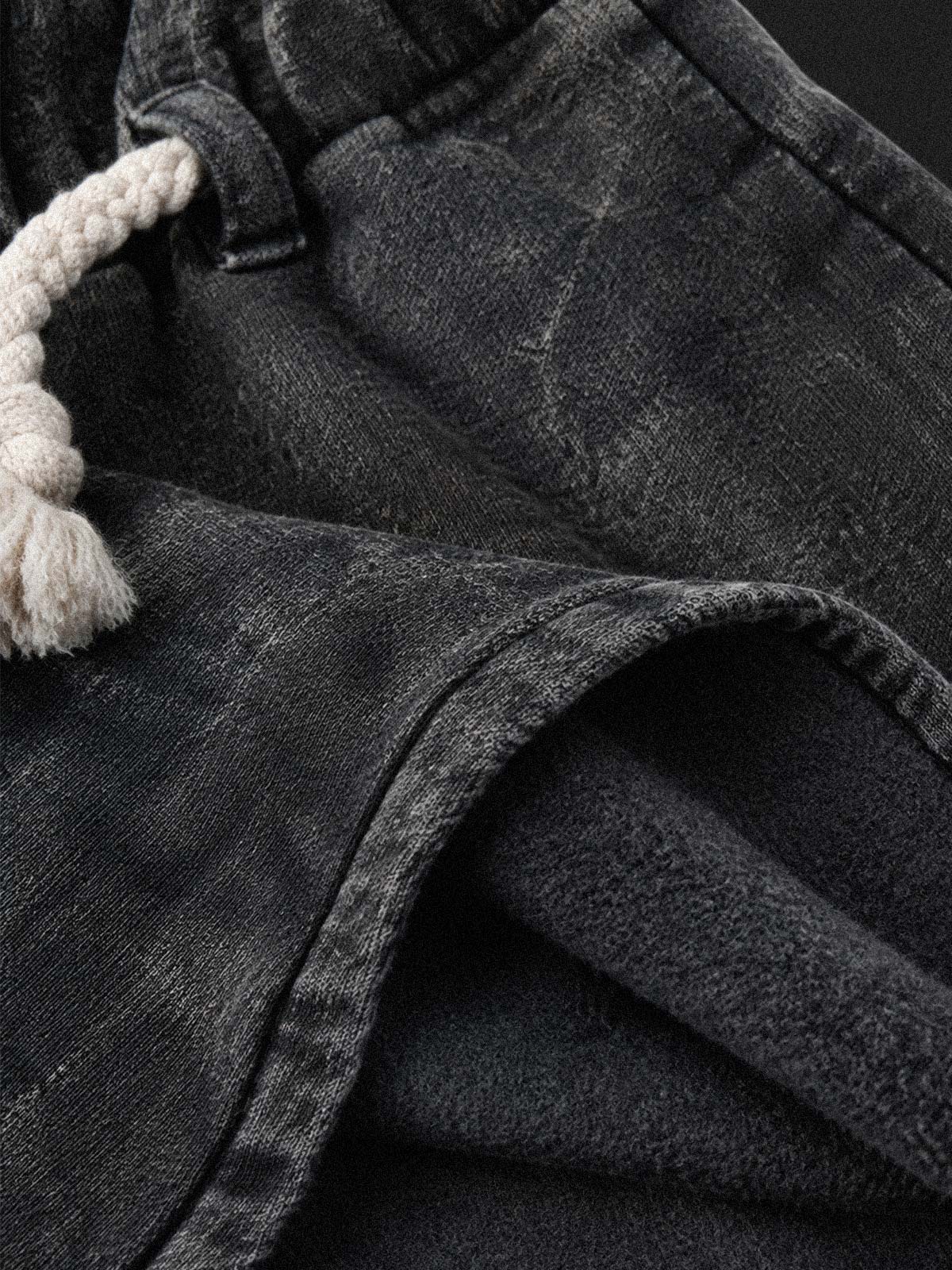 Washed Eyelet Distressed Hoodie & Curved-Leg Sweatpants Set