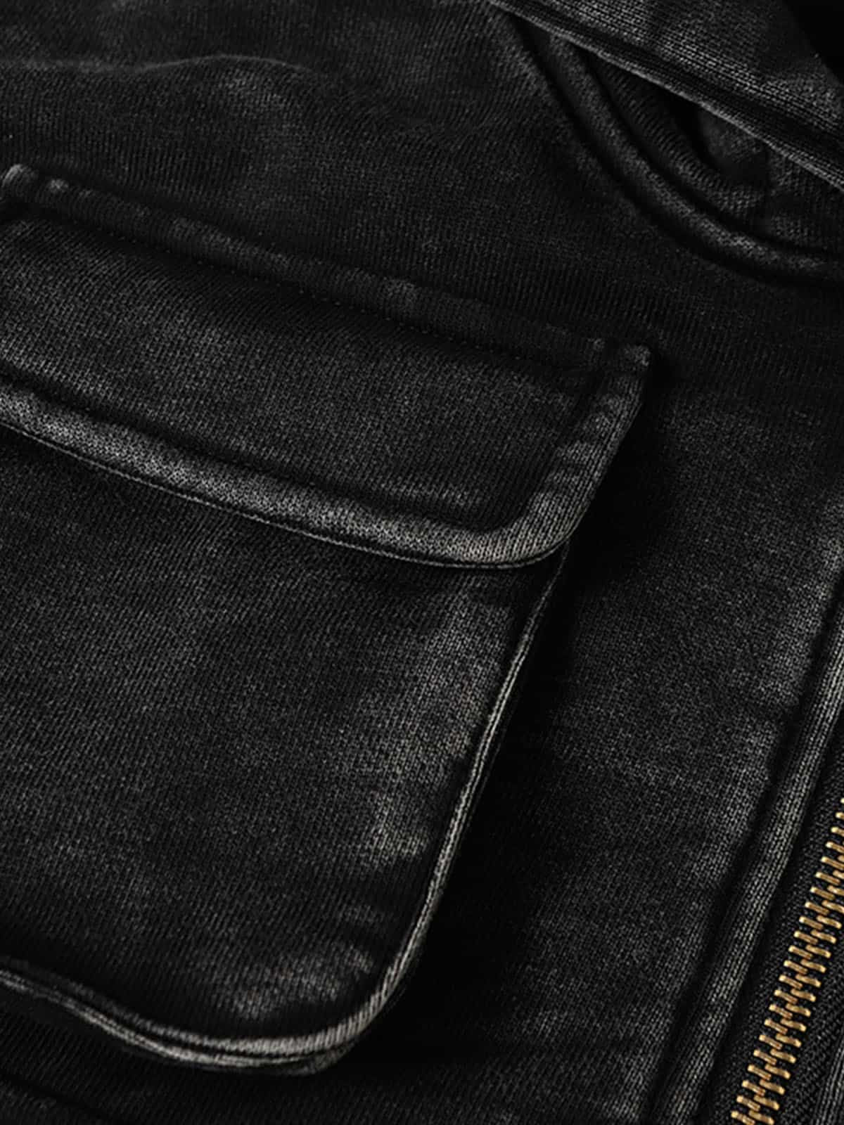 Stylish Black Hooded Jacket with Zippered Pockets and Faux Fur Lining for Ultimate Comfort 