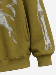 Skeleton Bone Graphic Distressed Hoodie
