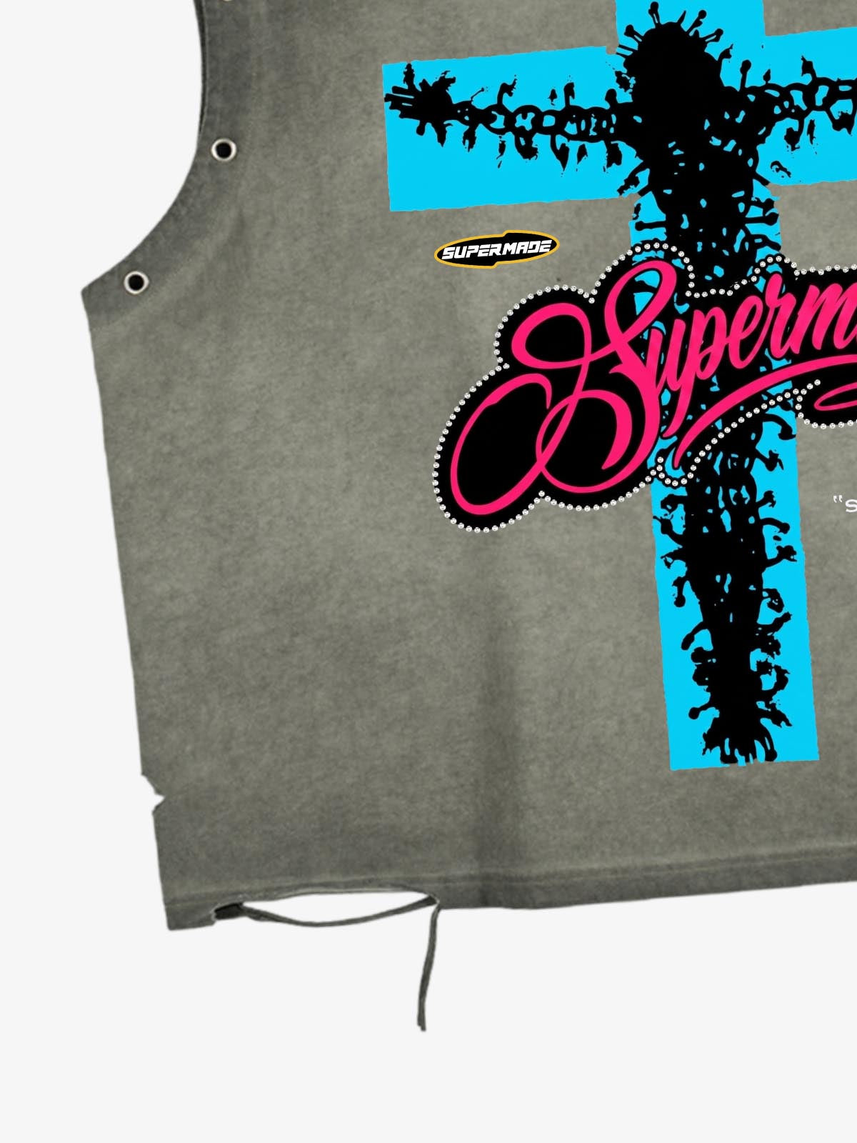 Crucifixion Graphic Studded Distressed Tank Top