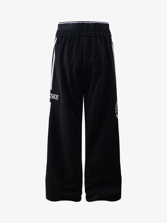 Retro Striped Double Waist Casual Pants 