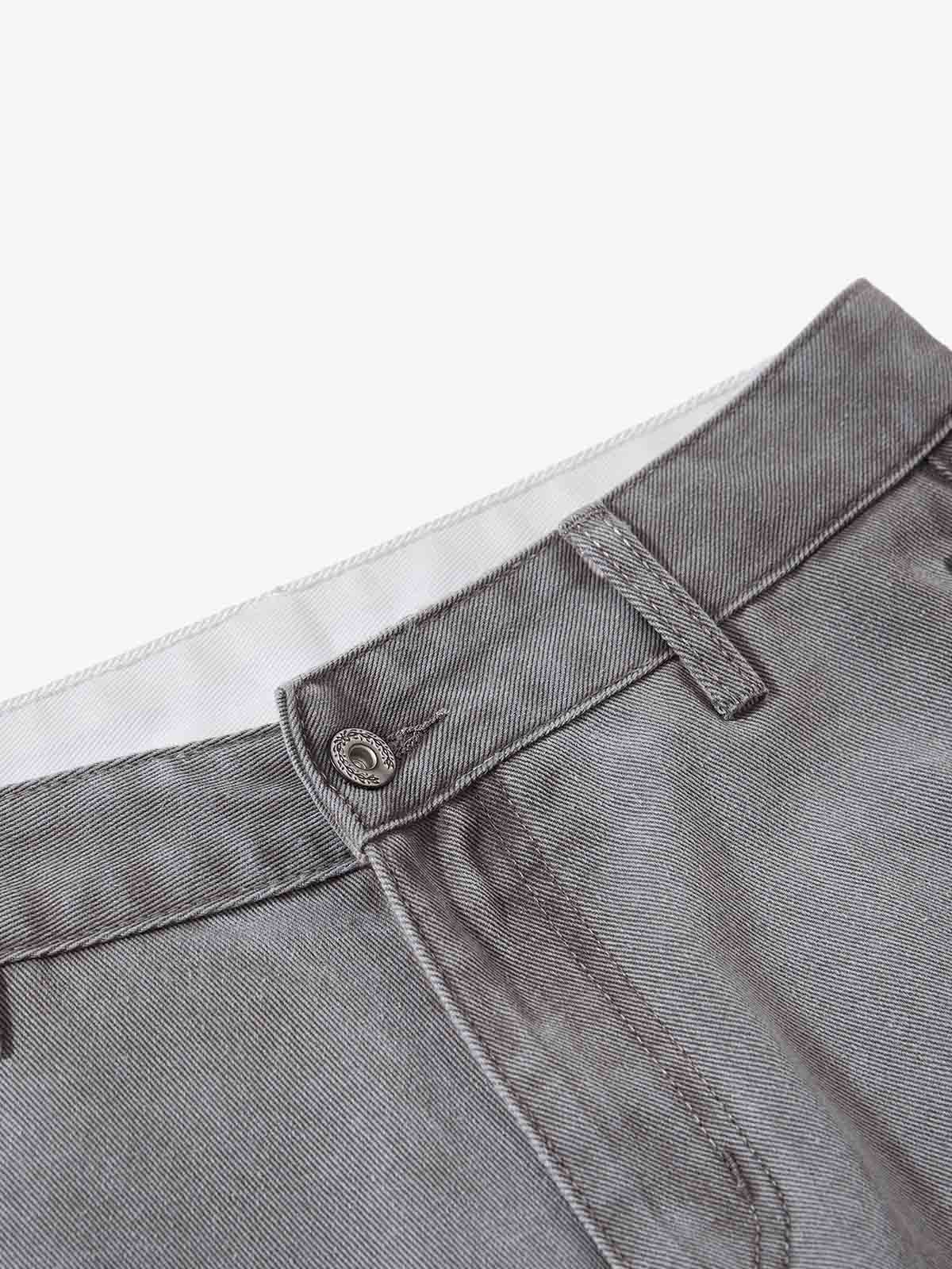 Distressed Washed Graphic Baggy Stacked Pants 