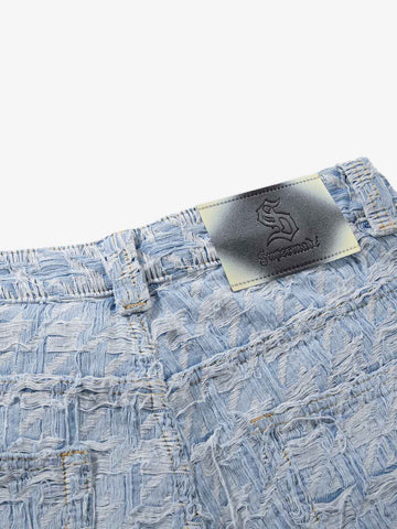 Distressed Frayed Textured Denim Jeans 