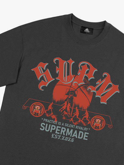 thesupermade-Cotton Basketball Graphic T-Shirt with "Practice Is A Silent Rivalry" Print and Oversized Fit 