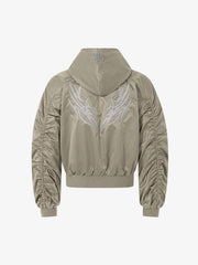 Embroidered Quilted Hooded Windbreaker Jacket