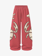 Scorpion Skeleton Terry Embroidered Wide-Leg Sweatpants