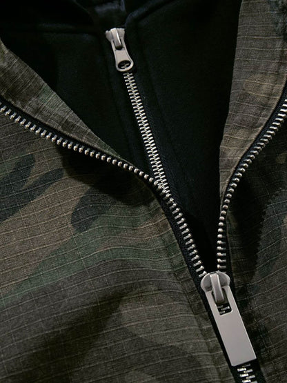 Camouflage Bomber Jacket with Detachable Hood - Perfect for Casual and Outdoor Adventures 