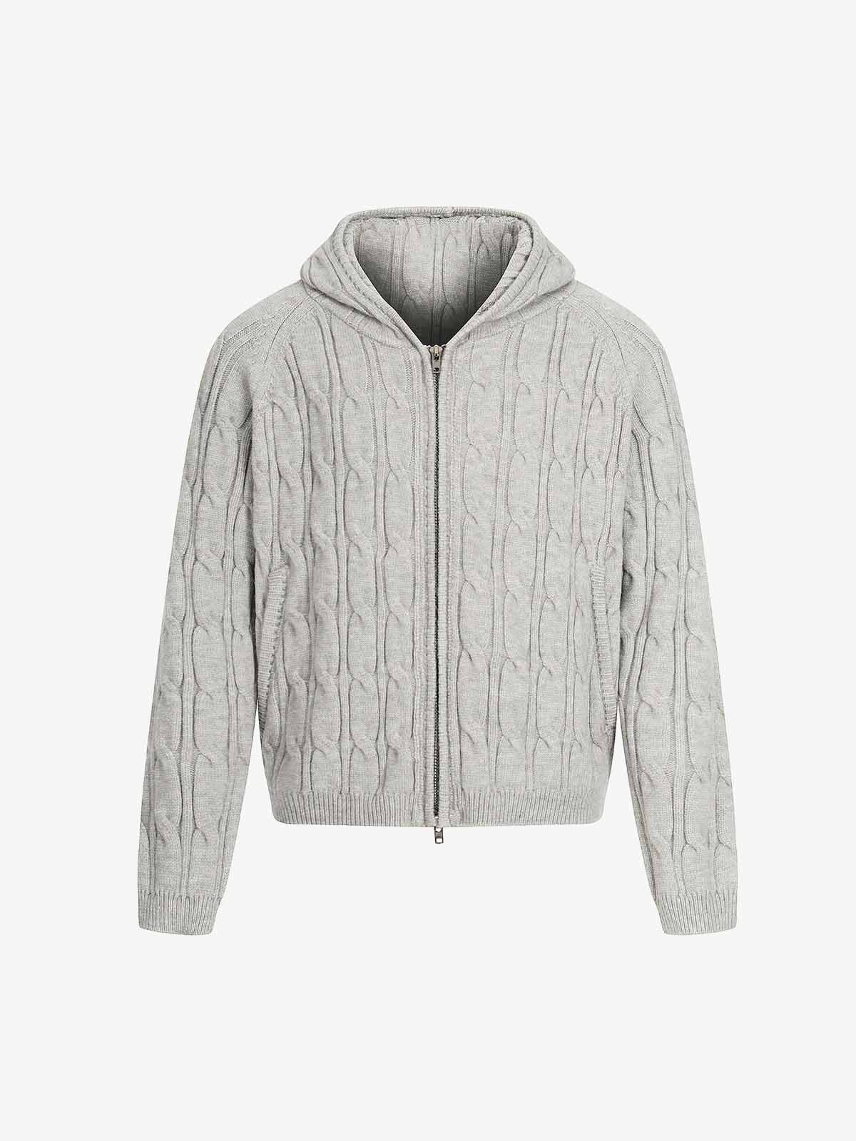 Cable Knit Zip Up Hooded Sweater