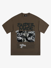 Streetwear Graffiti Character Collage Graphic T-Shirt 
