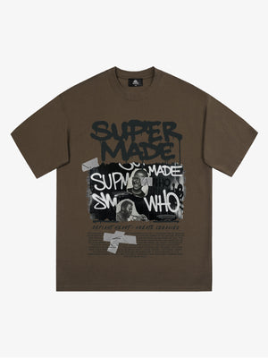 Street Graffiti Style Retro Character Collage T-Shirt 