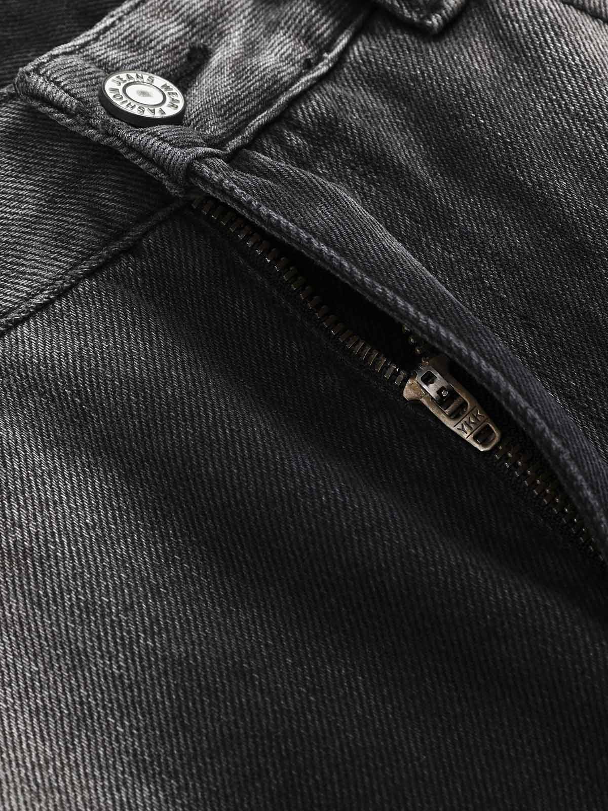 Washed Raw Edge Straight Jeans 