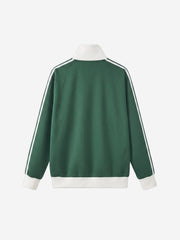 Star Embroidered Color Block Striped Heavyweight Sweatshirt