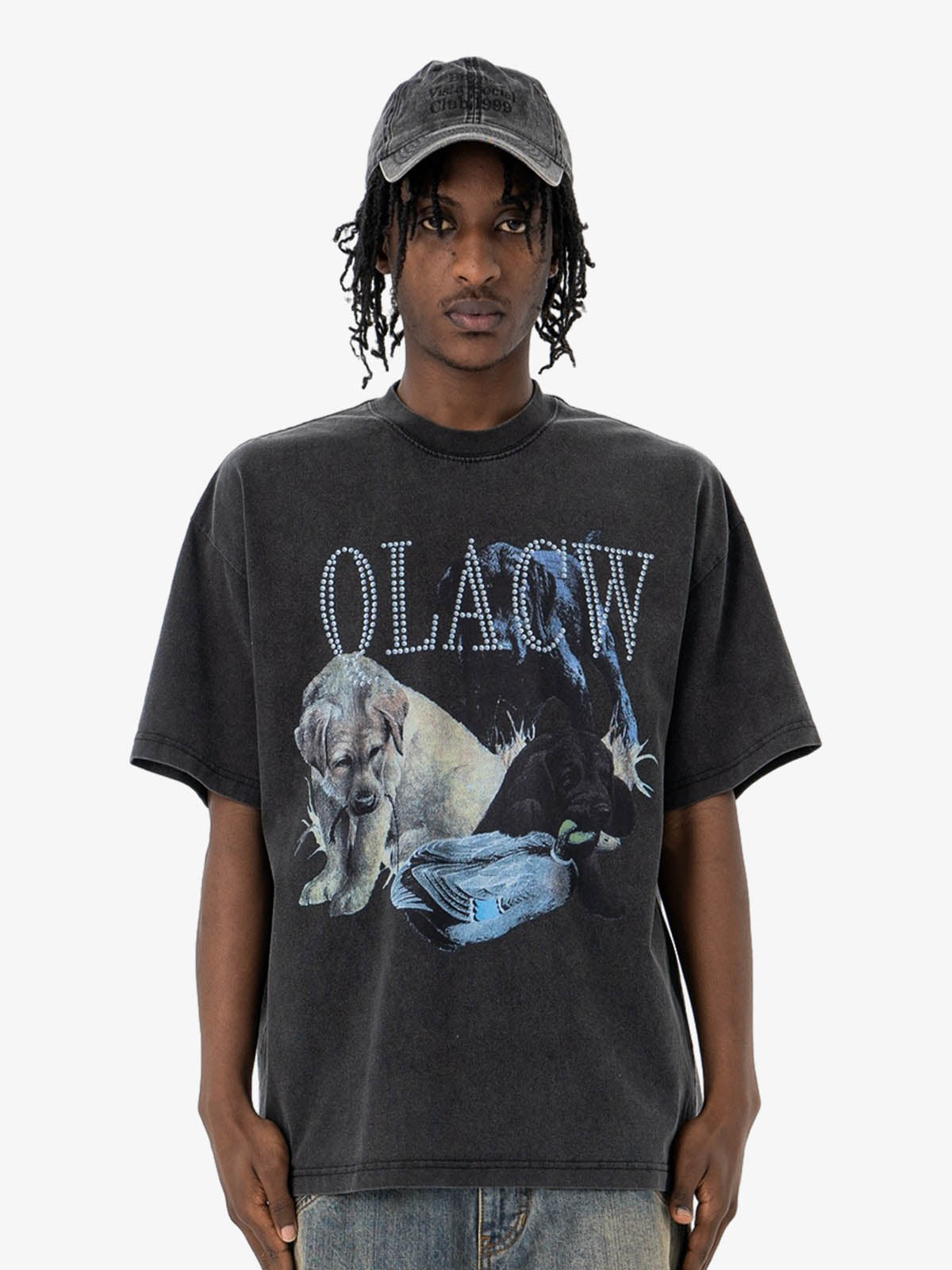 Vintage Fun Animal Dog Print T-shirt 