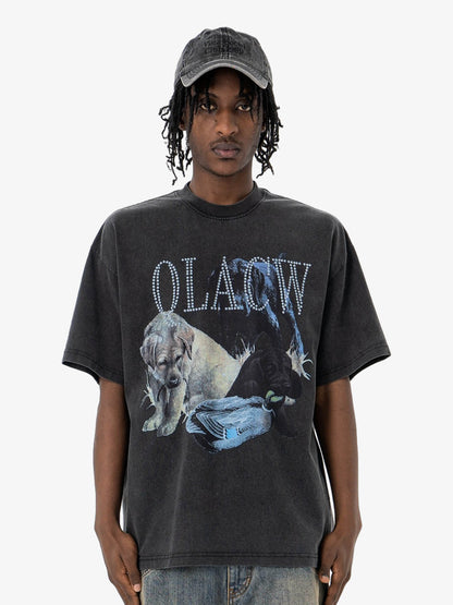 Vintage Fun Animal Dog Print T-shirt 