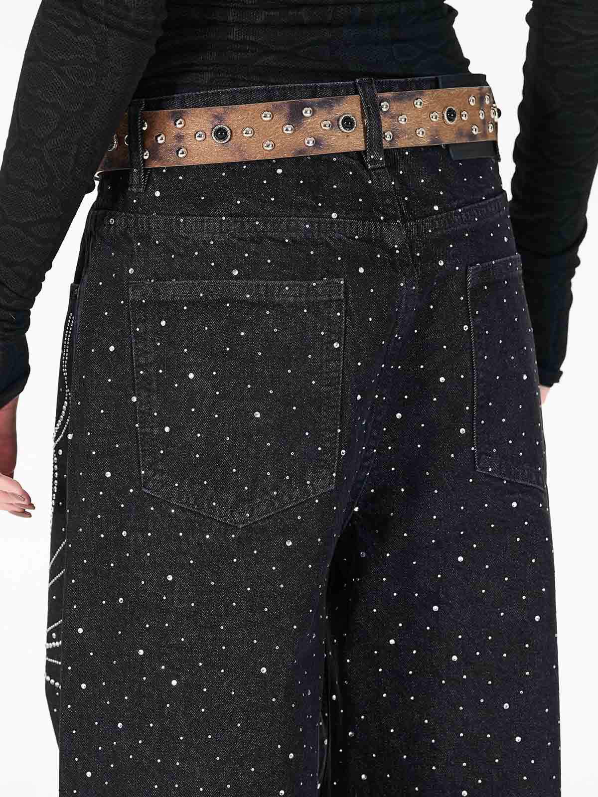 Star Rhinestone Embellished Baggy Jeans 