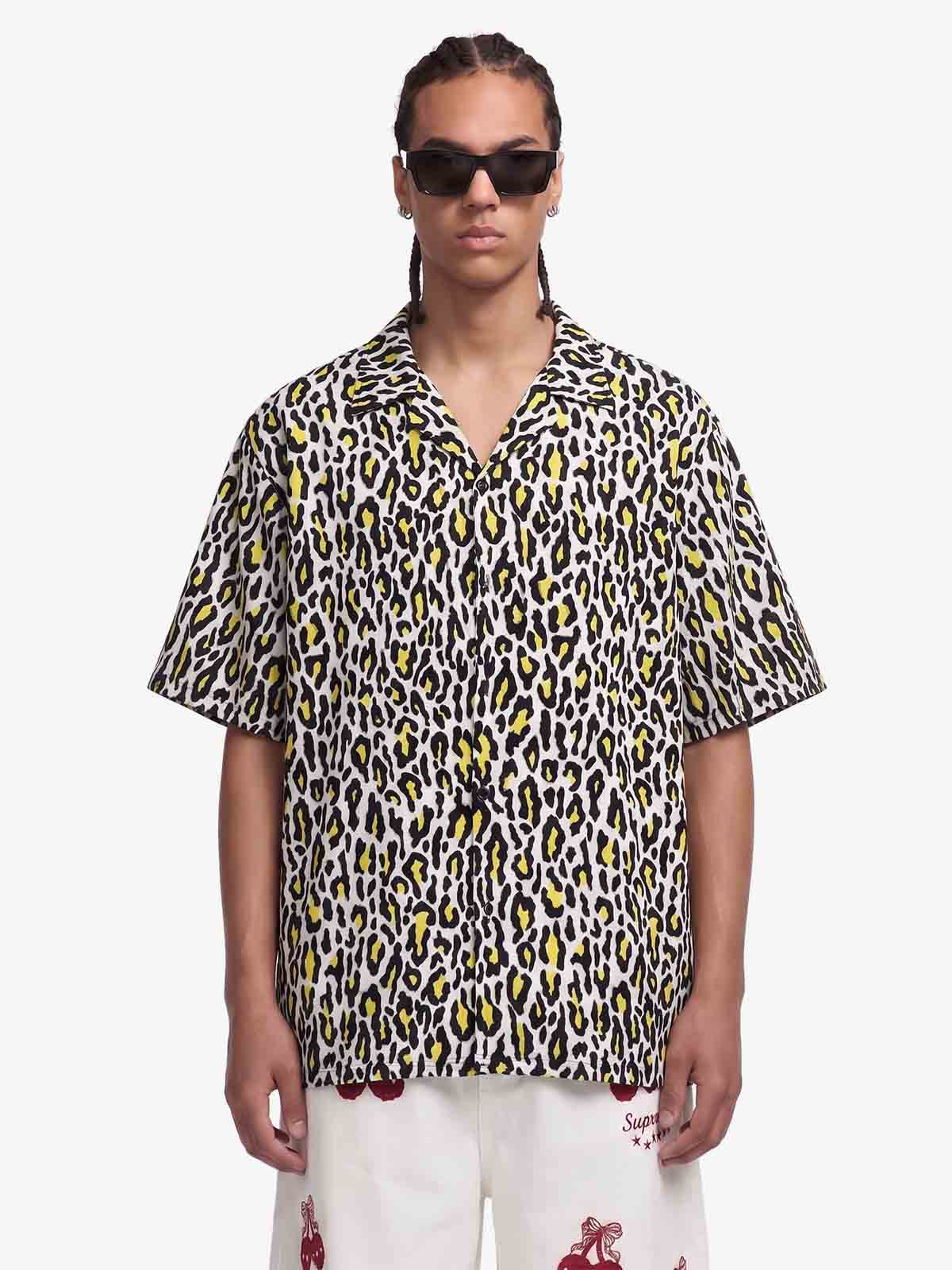Classic Cheetah Print Camp Collar Boxy Shirt 