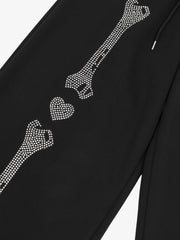 Skeleton Rhinestone Graphic Drawstring Sweatpants