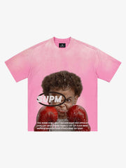 Pinkfarbenes T-Shirt mit Boxmotiv