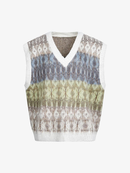 Colorful Knit Vest with Geometric Patterns for Women 