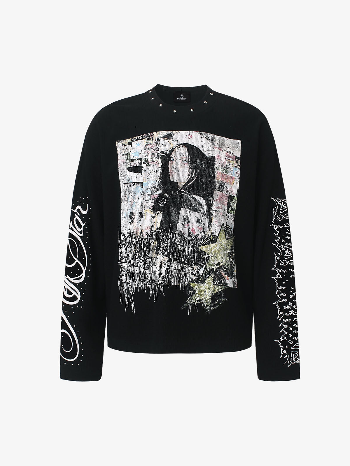 Studded Graphic Waffle Long Sleeve Tee