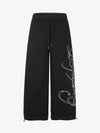 Script Embroidered Rhinestone Sweatpants