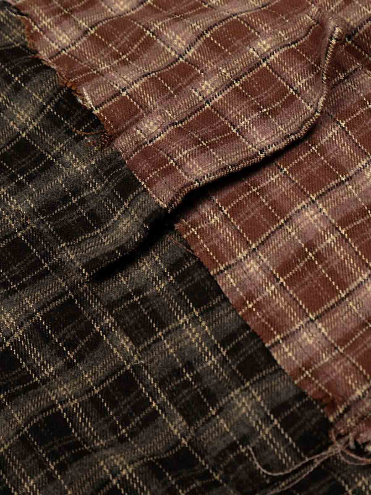 Patchwork Plaid Distressed Hem Shirt