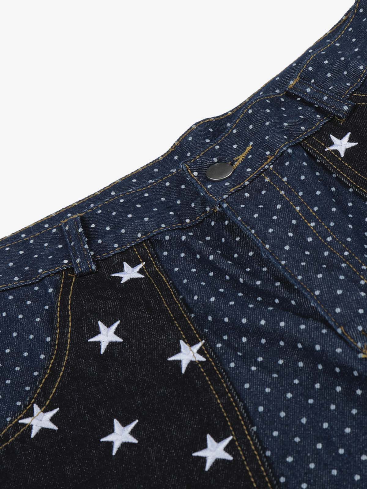 Jeans mit Sternenstickerei und Polka-Dots