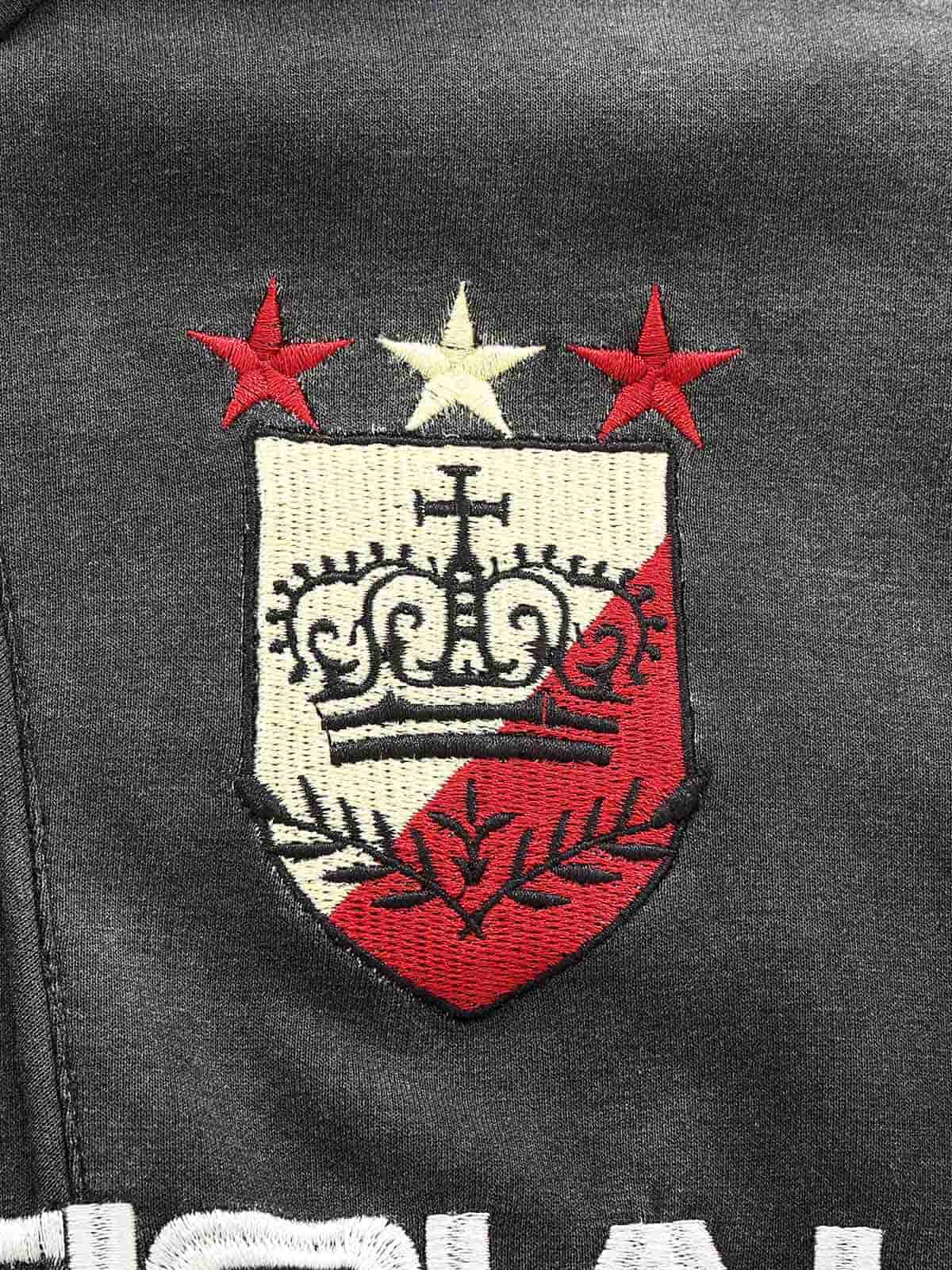 Retro Monkey Heavy-Duty Badge Print Gradient Distressed Streetwear Jacket