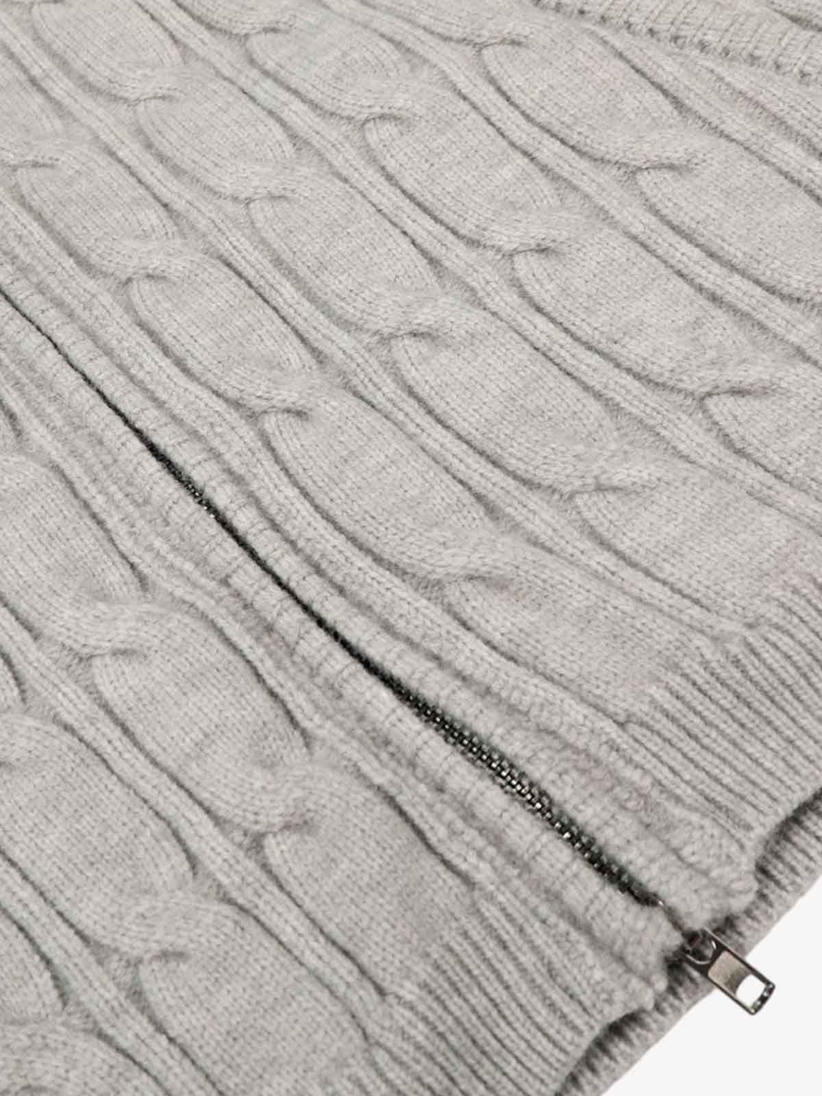 Cable Knit Zip Up Hooded Sweater