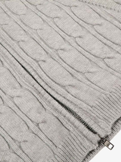 Cable Knit Zip Up Hooded Sweater