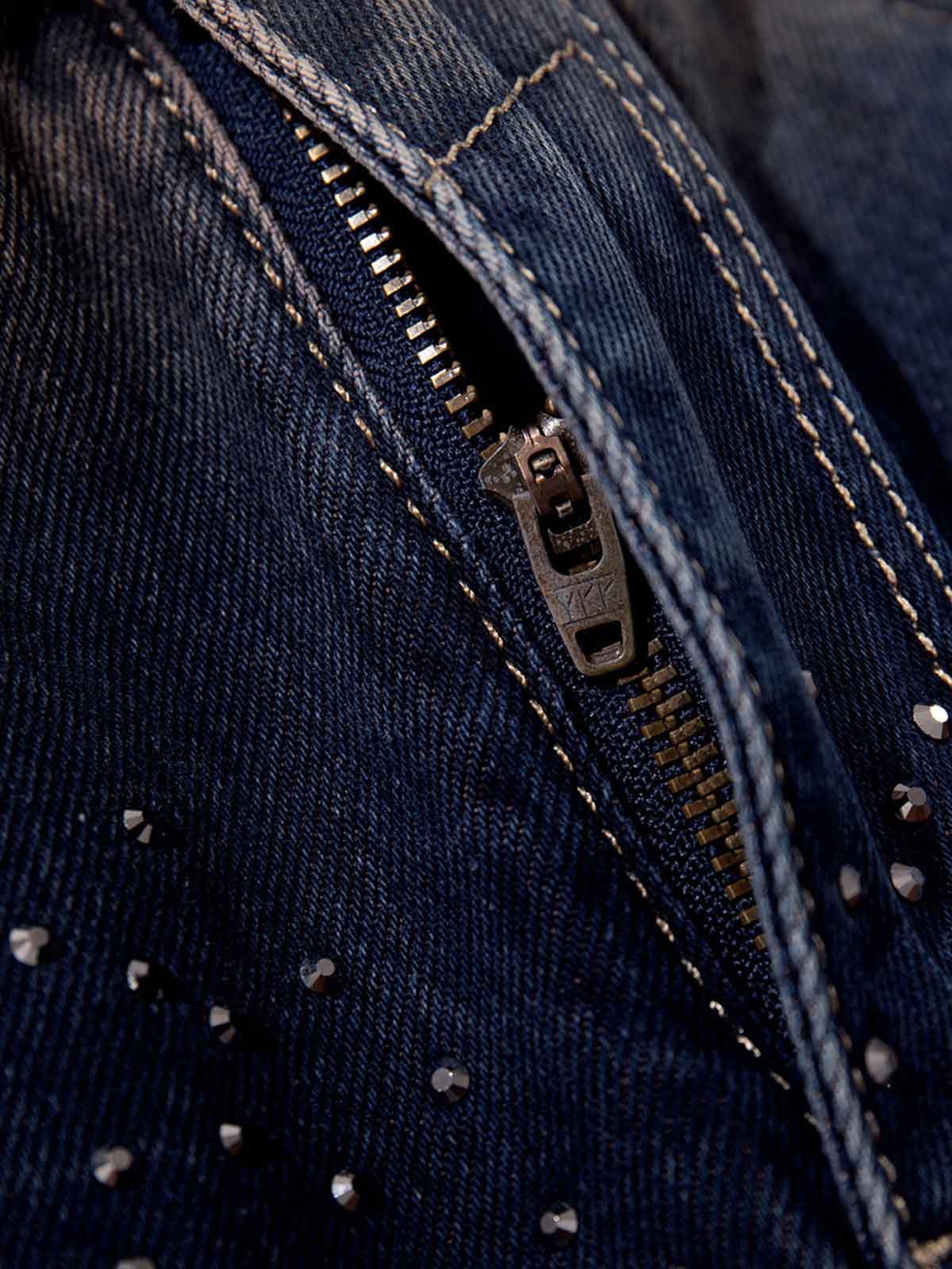 Gradient Wash Wide-Leg Jeans with Rhinestone Accents 