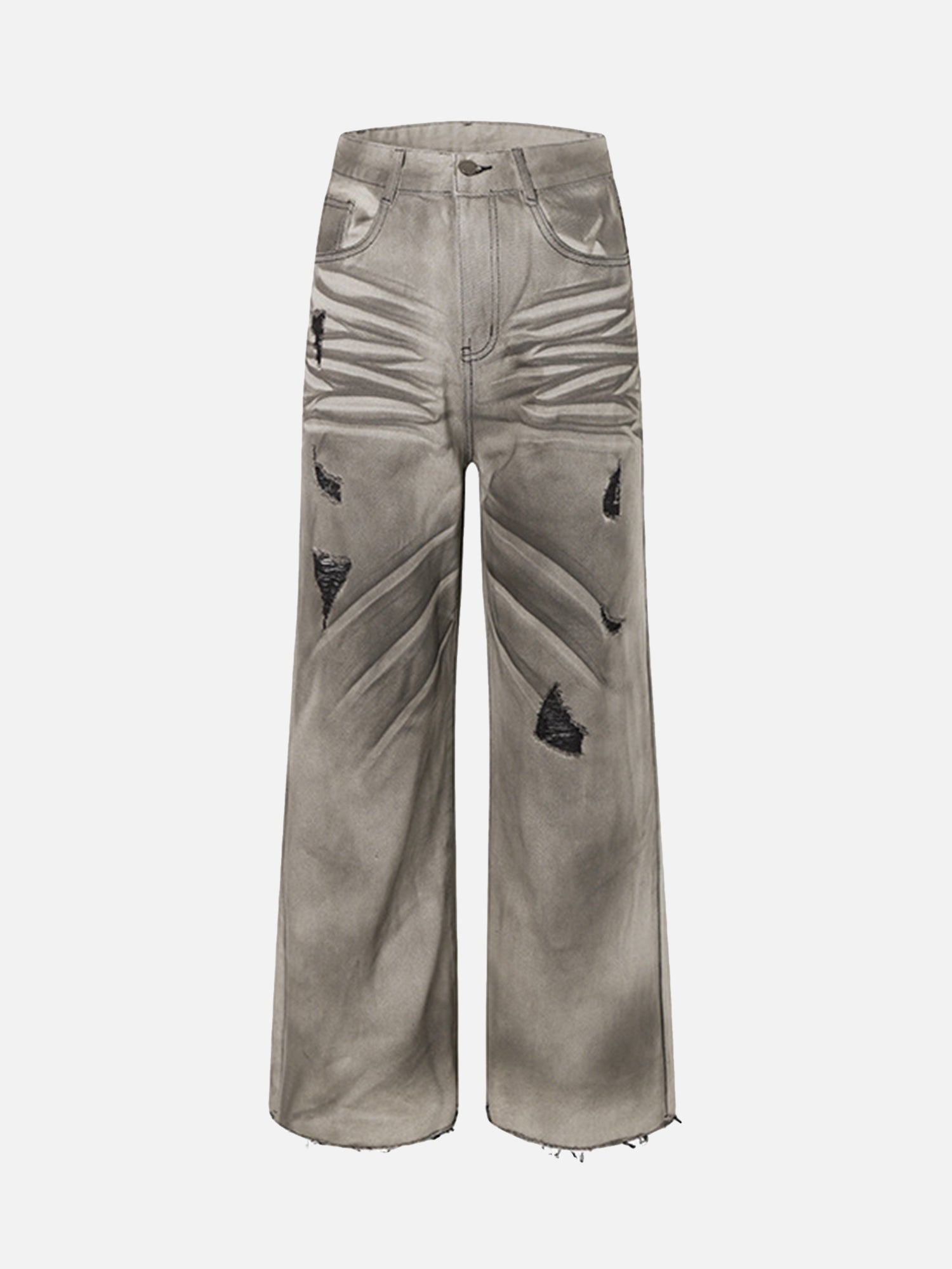 American Street Fashion Washed Distressed Straight Leg Jeans