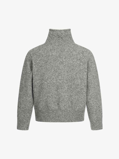 Retro High Neck Button-Down Knit Cardigan Sweater